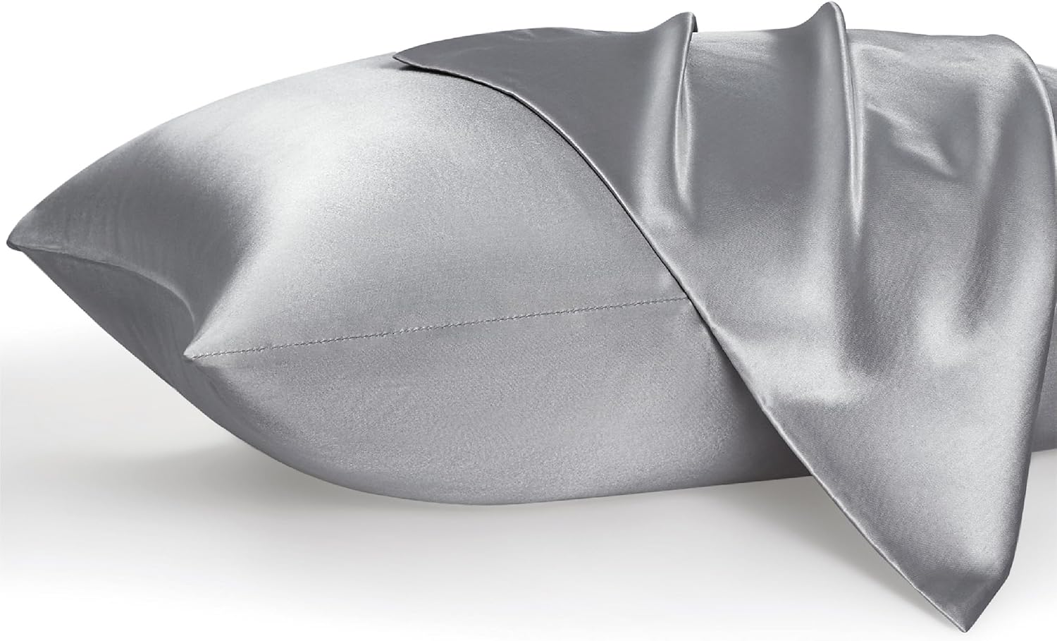 Bedsure Silky Satin Pillowcase for Hair Grey King Size