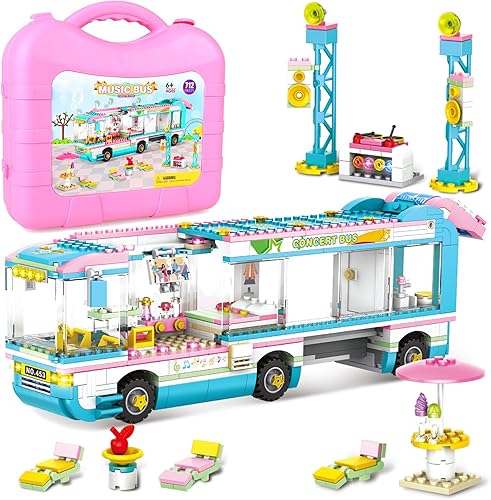 VIOSEBN Juego de bloques de construcción para niñas de 8 a 12 años y amigos, juego de construcción de autos con estrella pop, con caja de