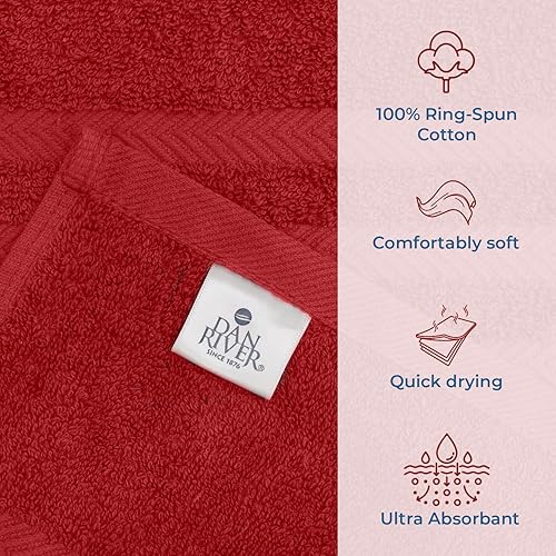 Miniatura 3 de DAN RIVER Juego de 2 toallas de baño de 550 GSM, ultra suaves y altamente absorbentes, 100% algodón, toallas de baño grandes para baño, hotel, spa,