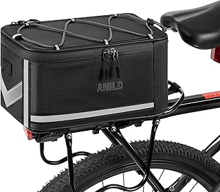 ANILD Bolsa para portabicicletas, 7L bolsas de bicicleta para portabicicletas trasero, bolsa duradera para maletero de bicicleta con cubierta de lluvia y cinta de luz trasera, sin cola de copa