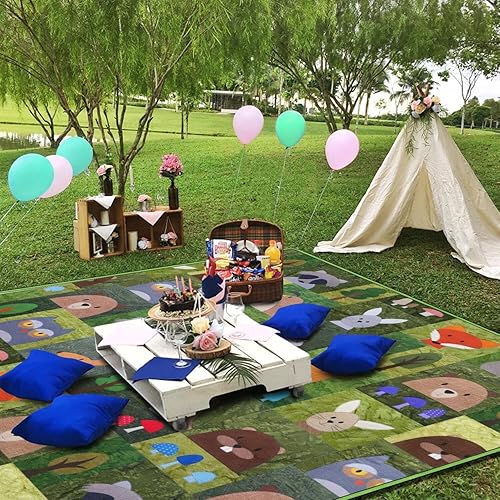 Miniatura 98 de Manta de picnic extra grande impermeable plegable (80 x 80 pulgadas), manta de playa impermeable a prueba de arena, 3 capas para el aire libre