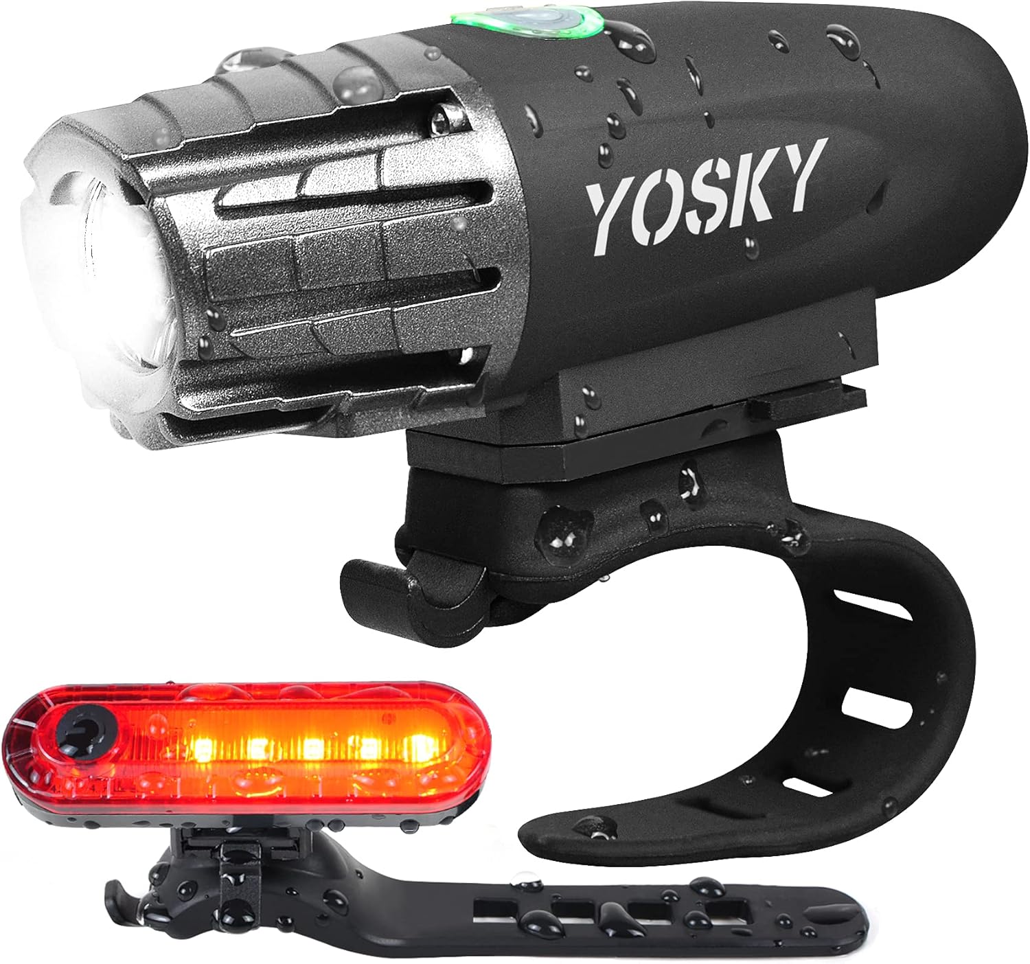 YOSKY Bike Lights Set USB Rechargeable, 350 Lumens Bike Lights Front
