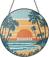 Vista 8 de Retro Boombox Suncatcher with Custom Name, Vintage Style Music Sun Catcher for Windows, Personalized Sunset Scene Window Hanging, Gifts for Music