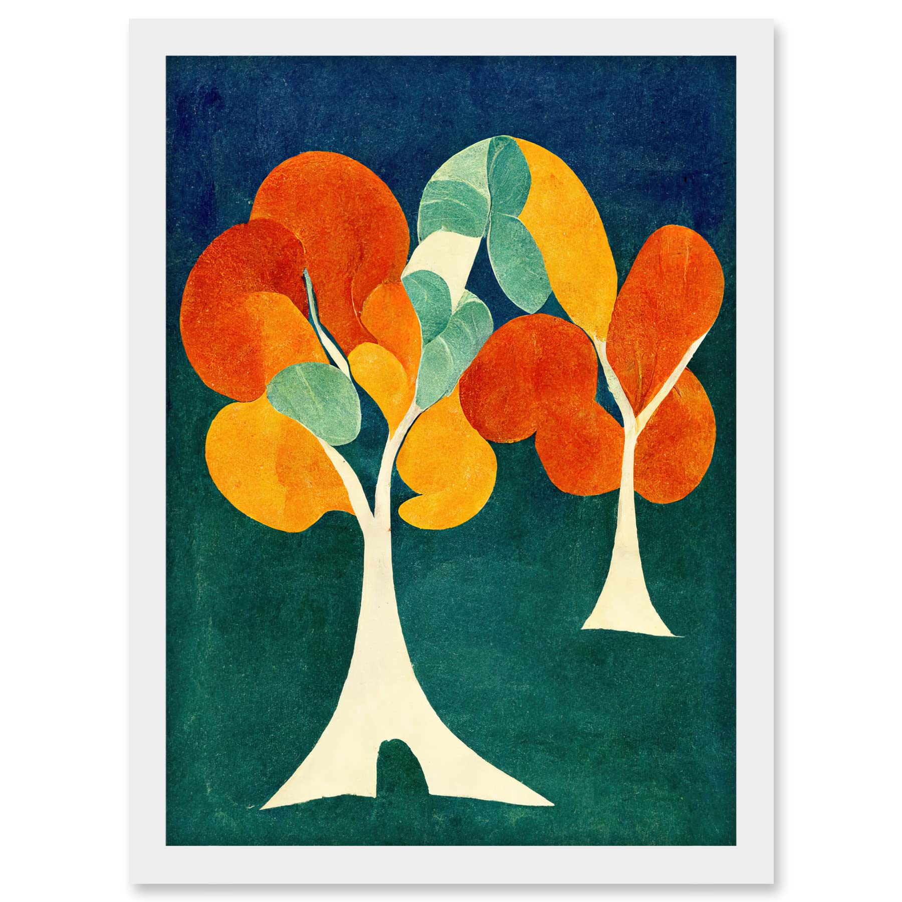 Doppelganger33 LTD Minimalistic Henri Matisse Style Autumn Fall Trees Abstract Artwork Framed A3 Wall Art Print