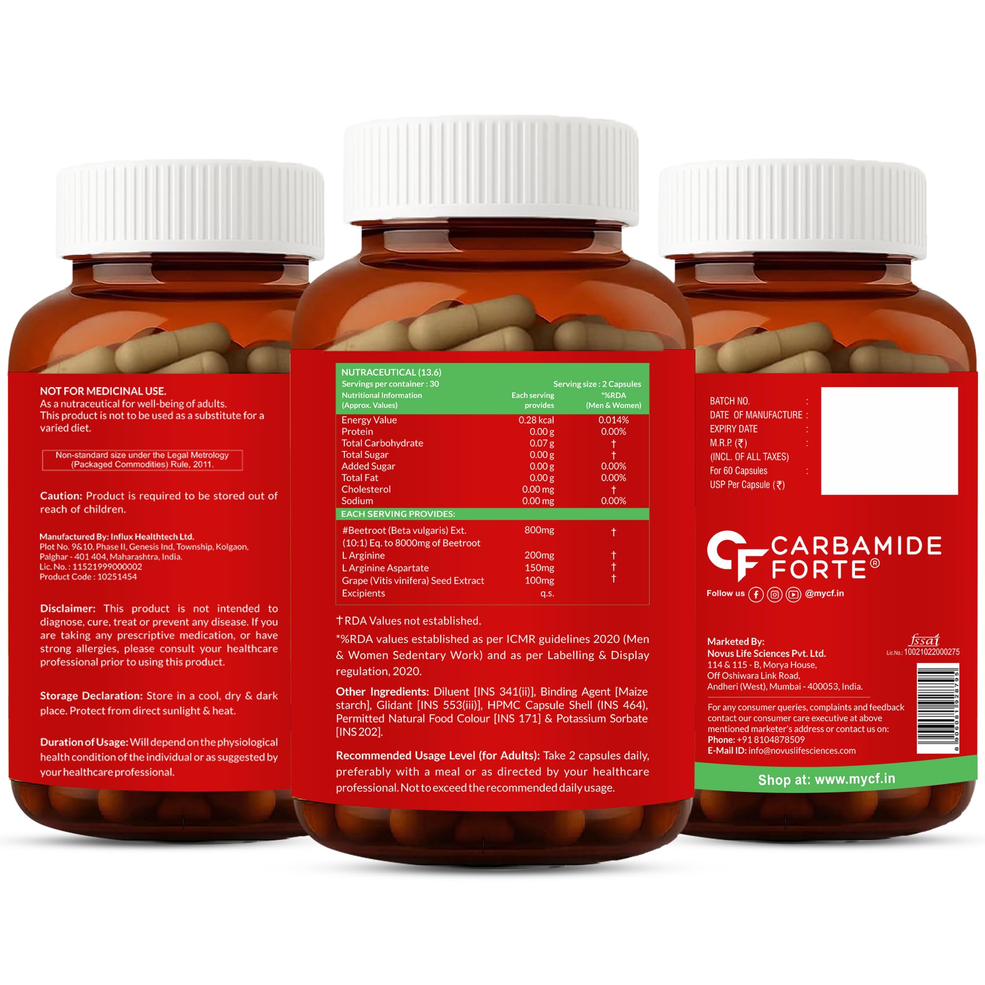 Carbamide Forte Beetroot Capsules Extract 8000mg | Beetroot Supplement With L-Arginine & Grape Seed Extract | Supports Healthy Blood Flow, Energy, & Nitric Oxide | 60 Capsules — Amazon image 10