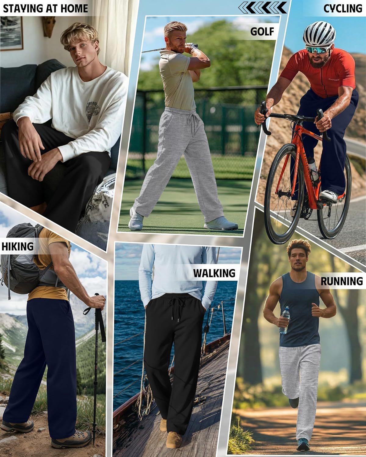 3 Pack Men's Baggy Sweatpants Wide Leg Open Bottom Drawstring Pants Lounge Athletic Loose Joggers with Pockets - Image 6