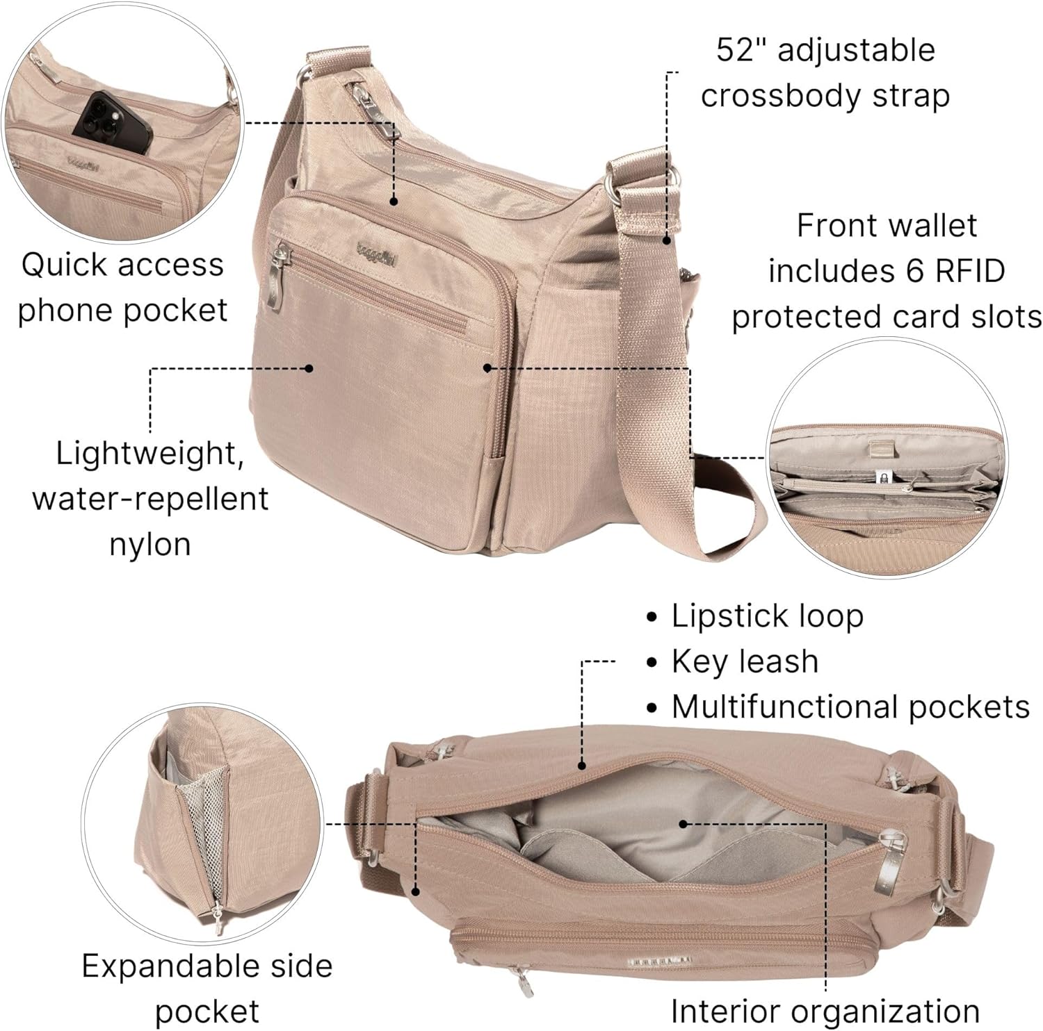 Baggallini womens Crosstown Hobo Crossbody - Image 4