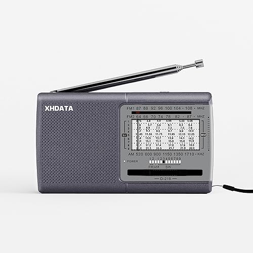 XHDATA D219 Radio portátil AM FM de onda corta funciona con pilas pequeña gran radio de recepción con buen sonido conector de auriculares para