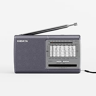 XHDATA D219 Portable AM FM Shortwave Radio Battery Operated Small Great Reception Radio with Good Sound,Earphone Jack for Gift Elder,Home,Child [Gray]