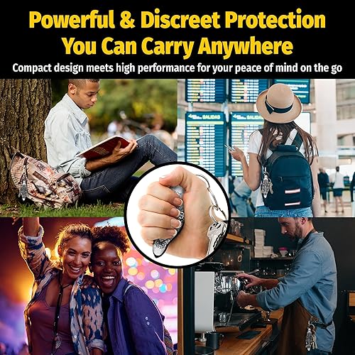 Miniatura 2 de MUNIO Self Defense Keychain – Stylish, Portable Safety Tool for Women & Men – Non-Lethal, TSA Approved, Made in USA cruz