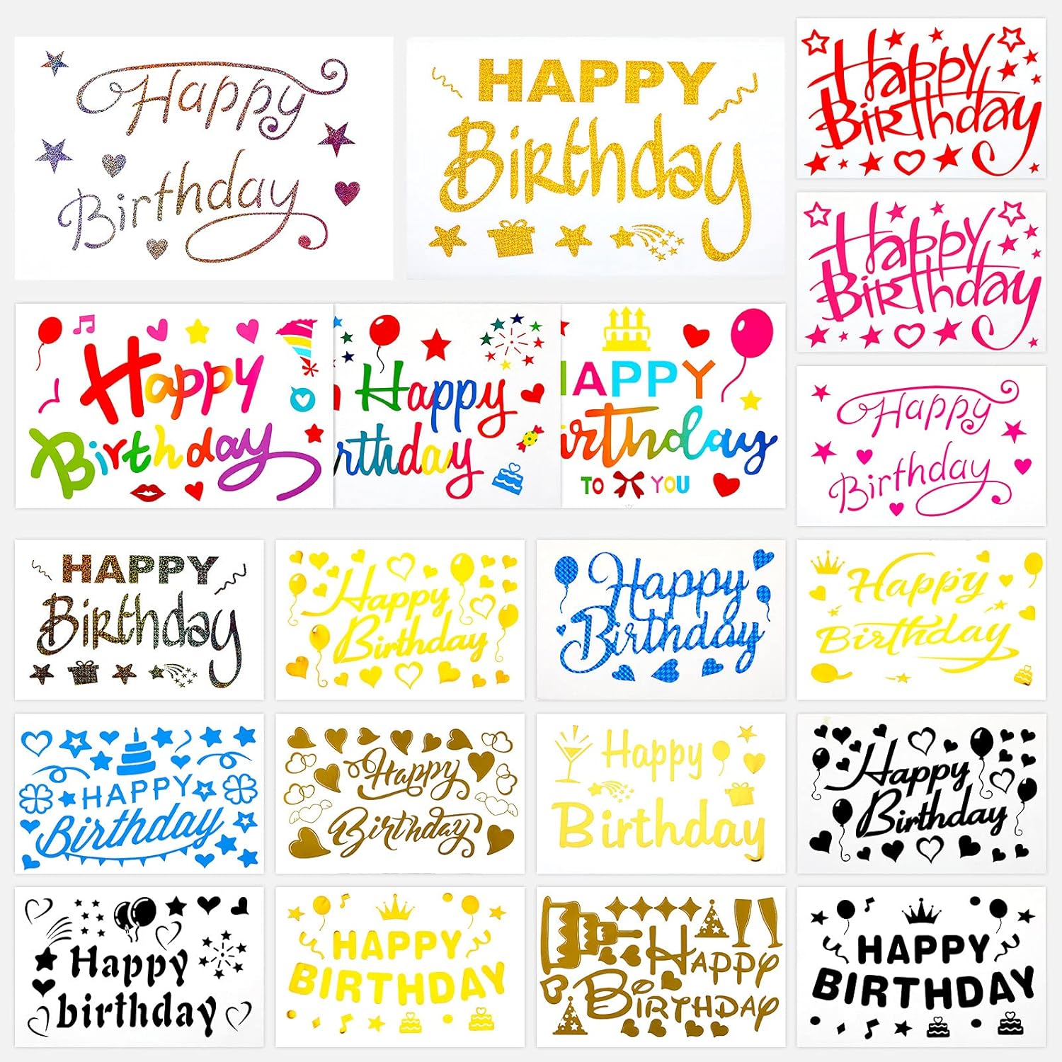 20 Pieces Mixed Color Happy Birthday Stickers Celebration