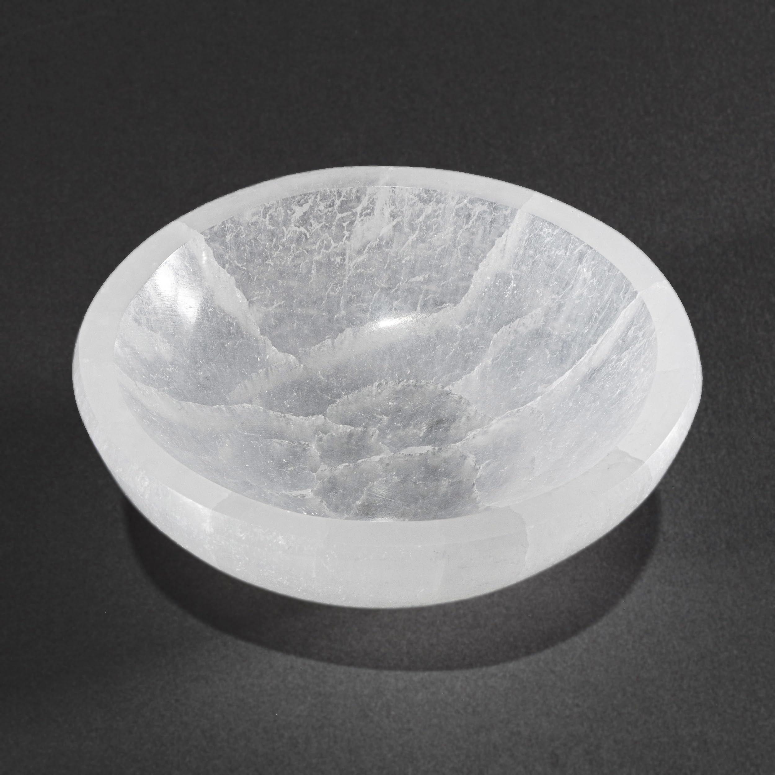 Bol En Sélénite Naturel - 12.5x3cm - Pour Méditation, Reiki, Rangement Bijoux - Pierre Énergétique