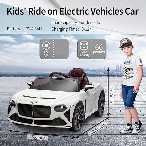 Miniatura 6 de YKUNIR Coche eléctrico de 12 V con batería de 12 V, 4 ruedas eléctricas, mini auto para niños de 1, 2, 3, 4, 5, 6, 7-8, para conducir vehículos con