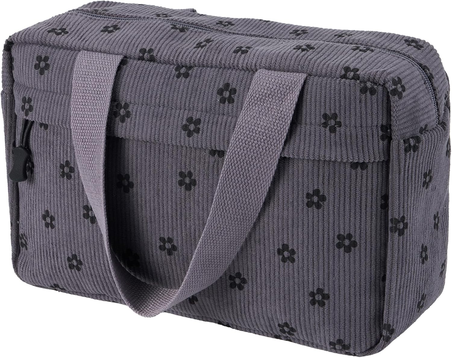 Jiliyote corduroy toiletry bag for women large corduroy makeup bag with smile cosmetic bag travel cosmetic bag for women girls, Grey C.