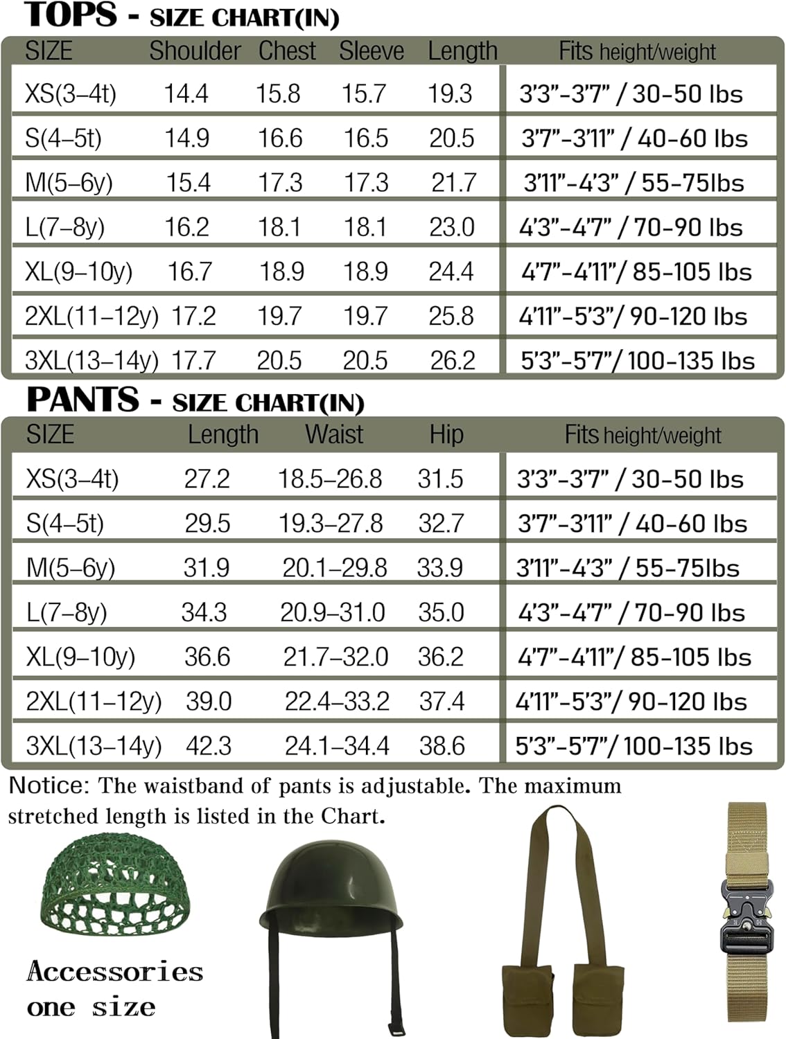 Kids WW2 Soldier Costume Boys Girls Field Jacket Cosplay 6 Pcs Set for Halloween 3-14Y - Image 7