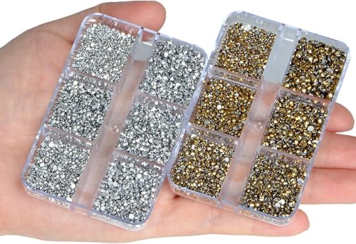 Miniatura 6 de Bymitel 7200 unidades de diamantes de imitación de zafiro y zafiro, parte trasera plana, 6 tamaños mixtos, gemas de cristal redondas con pinzas y