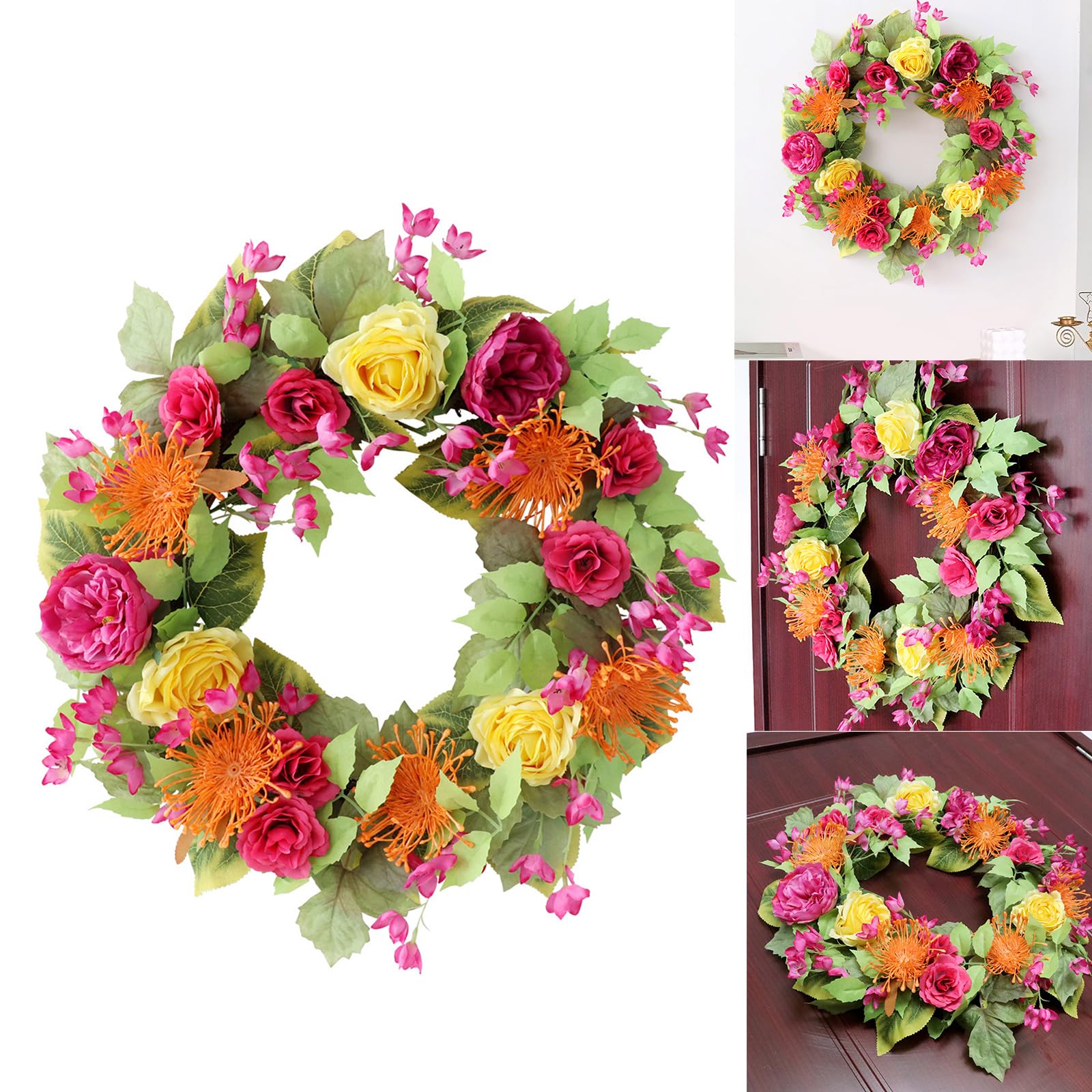 Ghirlanda di fiori artificiali, corona di primavera, per porta di casa, fattorie, giardino, decorazioni per matrimoni