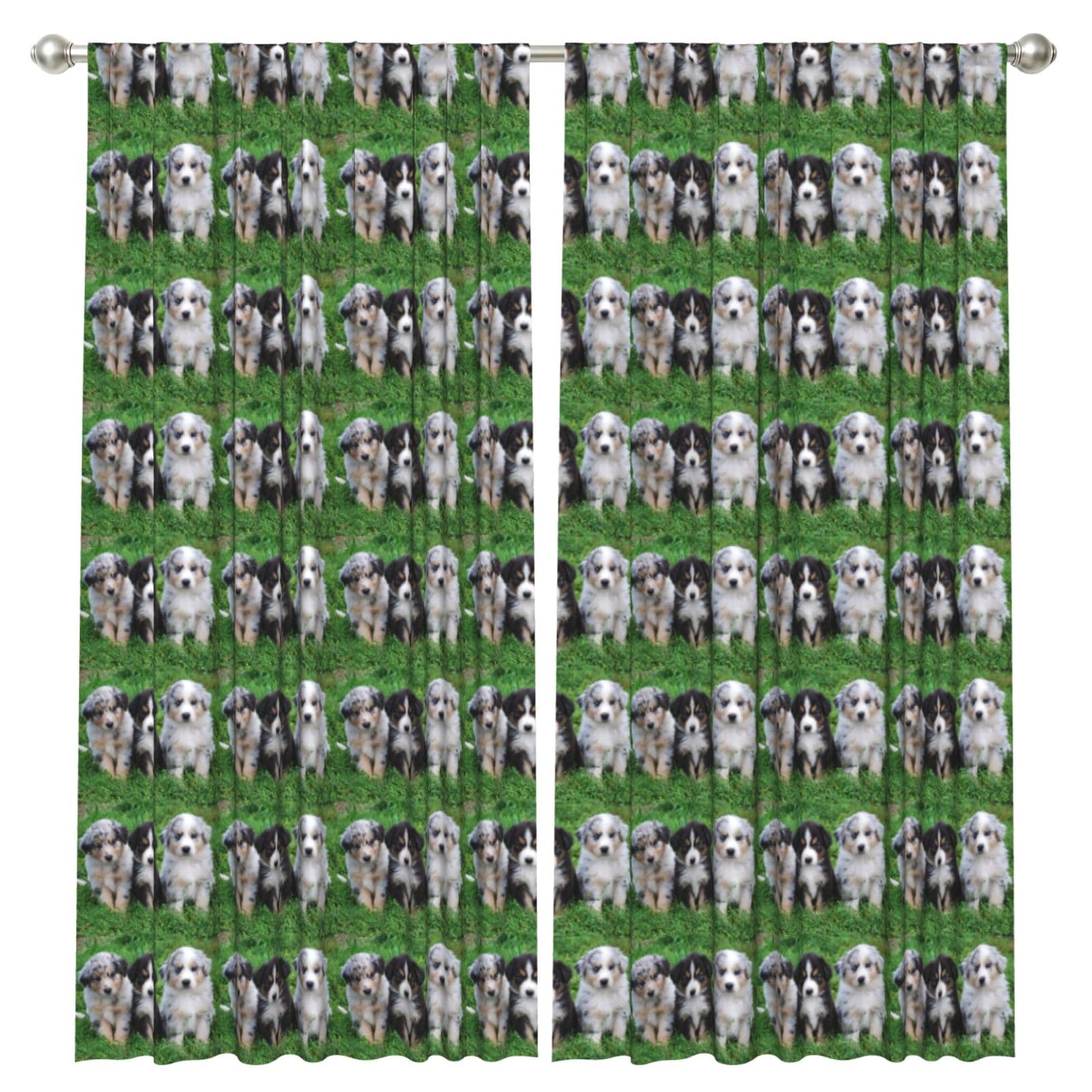 InOmak Australian Shepherd, 2 Panels Window Curtains 52 x 84 Inch Blackout Curtains for Living Room Bedroom