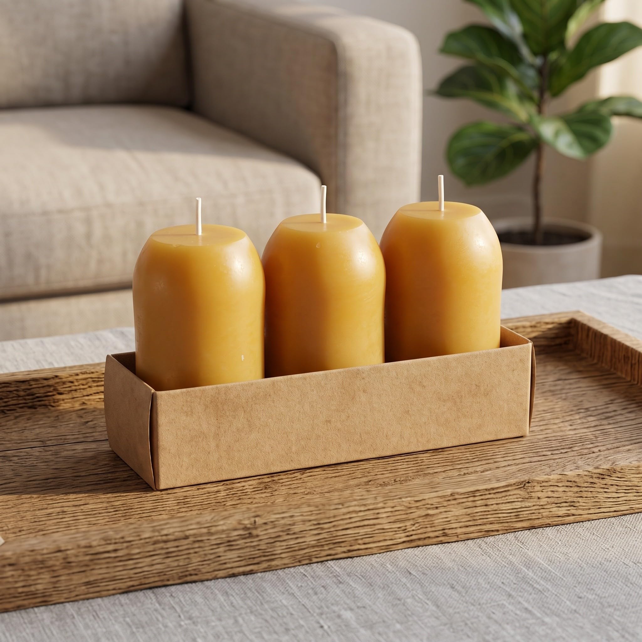 Zerodeko 3 velas cilíndricas pequeñas de cera de abeja natural, duración de | Vela de cera de abeja para emergencias domésticas, vela de reserva para iluminación del hogar, ideal para decoración de habit