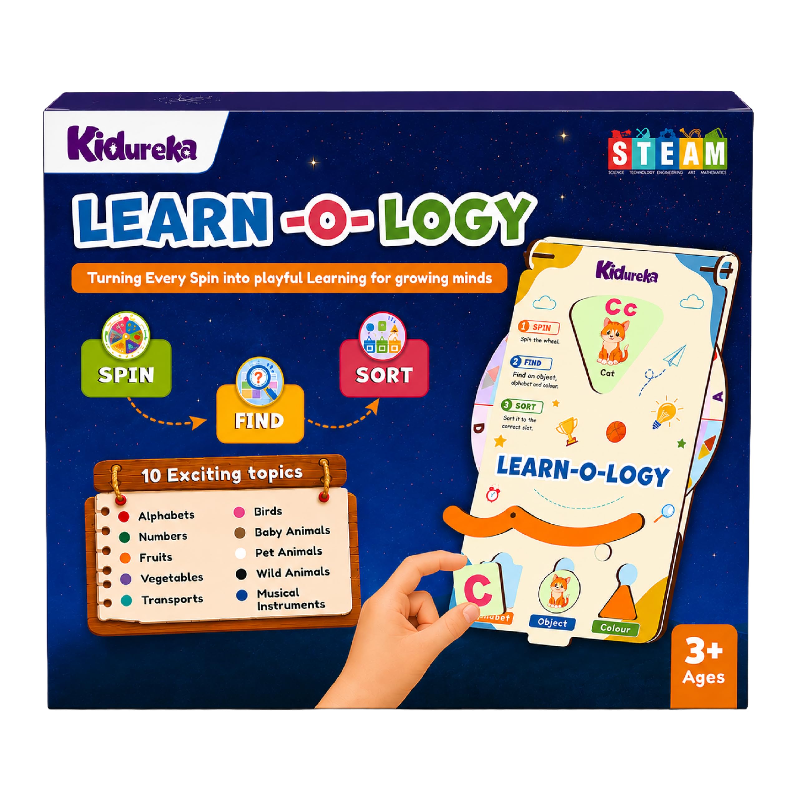 Learn-O-Logy Interactive Learning Board | A Playful Early Foundation-Learning Toy for 3+ Years | Spin, Find & Spot Activity | Perfect for Home & After Schools-image-9