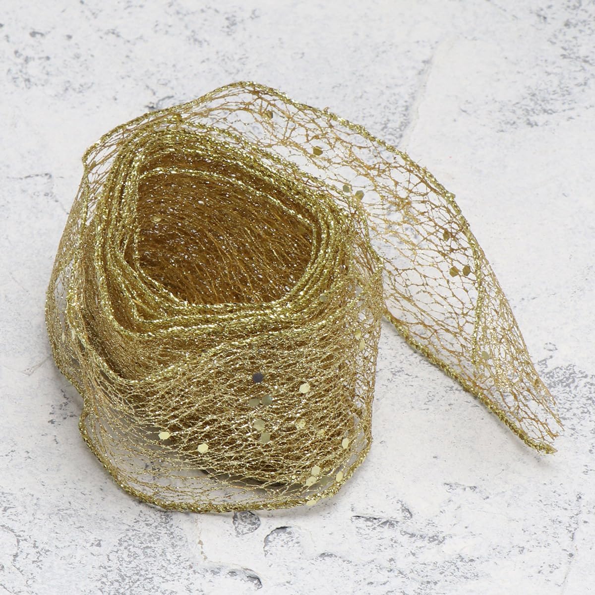 Sewroro 4pcs Christmas Ribbon, Wired Ribbon for Gift Wrapping, Holiday Decoration, Party Crafts, DIY Box Ties(Golden)