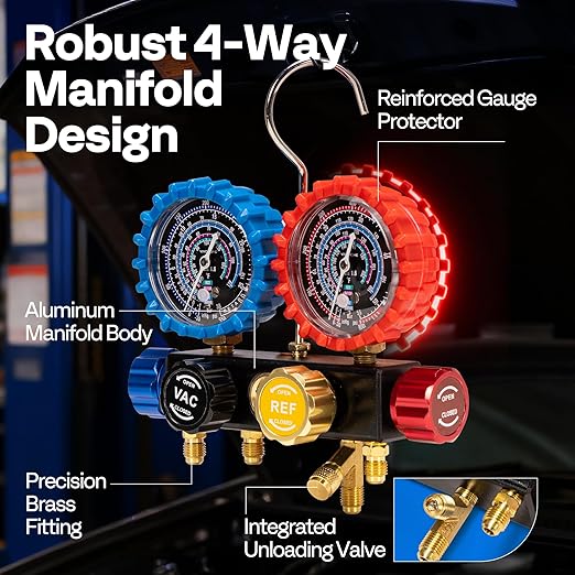 Juego de Manómetros Manifold HVAC VIVOHOME para R410a R454B R32 R22 miniatura 4