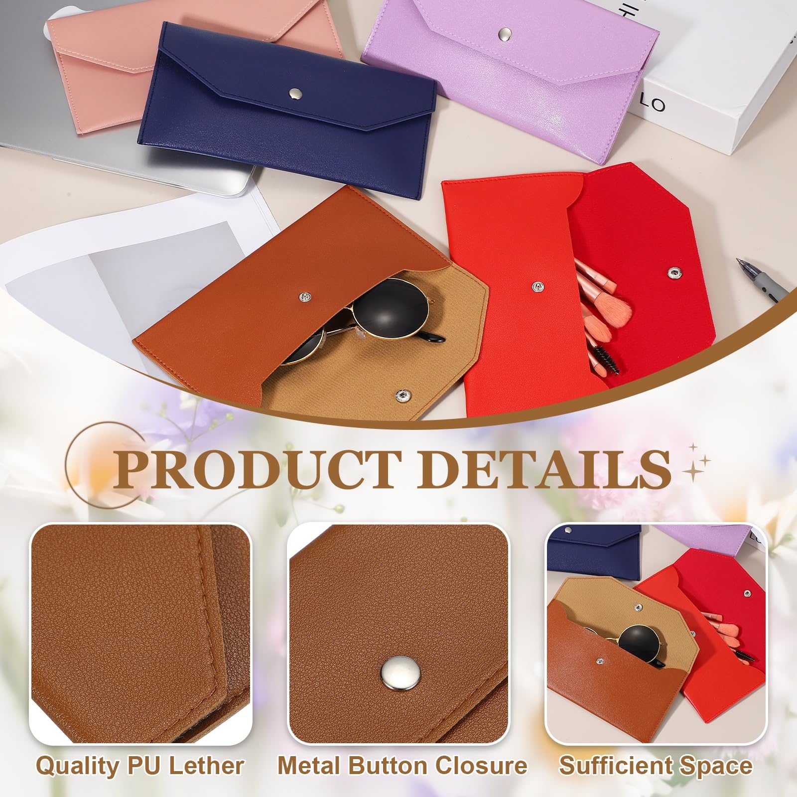 PATIKIL 12Pcs PU Leather Envelope Wallet Card, Reusable Money Pouch Small Leather Organizer Pouch for Women Men Travel,Brown - Image 3