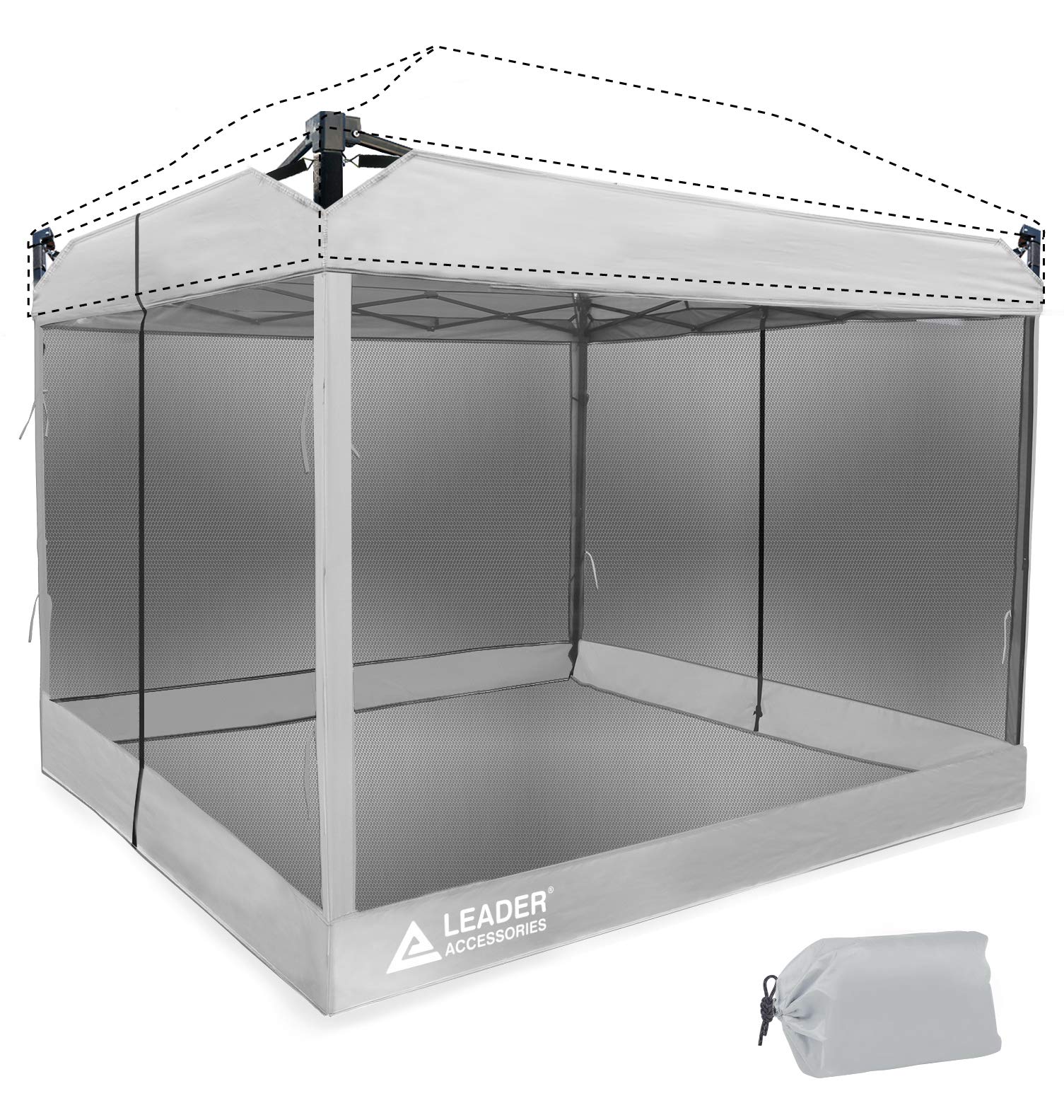 Leader Accessories Mesh Screen Zippered Wall Panels for 10' x 10' Canopy (Tent Walls Only, Frame and Top Not Included) (Silver mesh Wall)