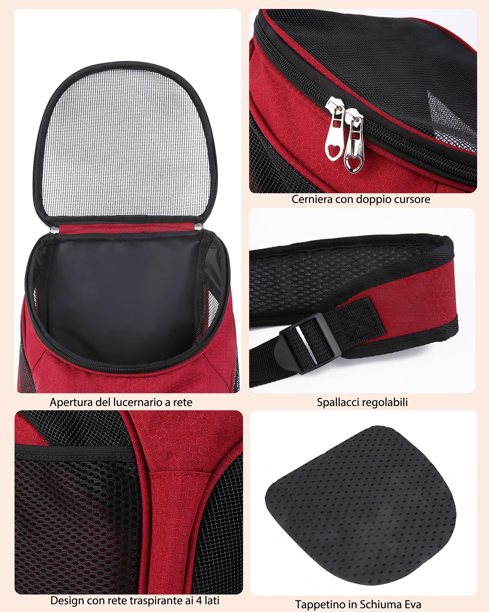 Zaino Trasportino Gatto Borsa Trasporto Cane Pieghevole per Cani con Cinturino di Sicurezza Interno Borsa Portatile Porta Animali Traspirante Cuccioli Gatti KM16 (Blu)