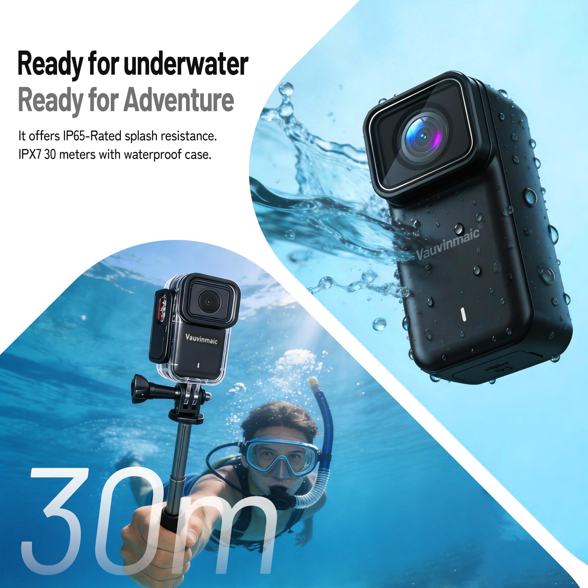 4K Body Camera with WiFi, POV Action Cam for Motorcycling Skiing Cycling Vlogging Sports, Magnetic Wearable Thumb Camera for Hands-Free Recording, Waterproof Portable Video Recorder, 64GB Card, Black - 5
