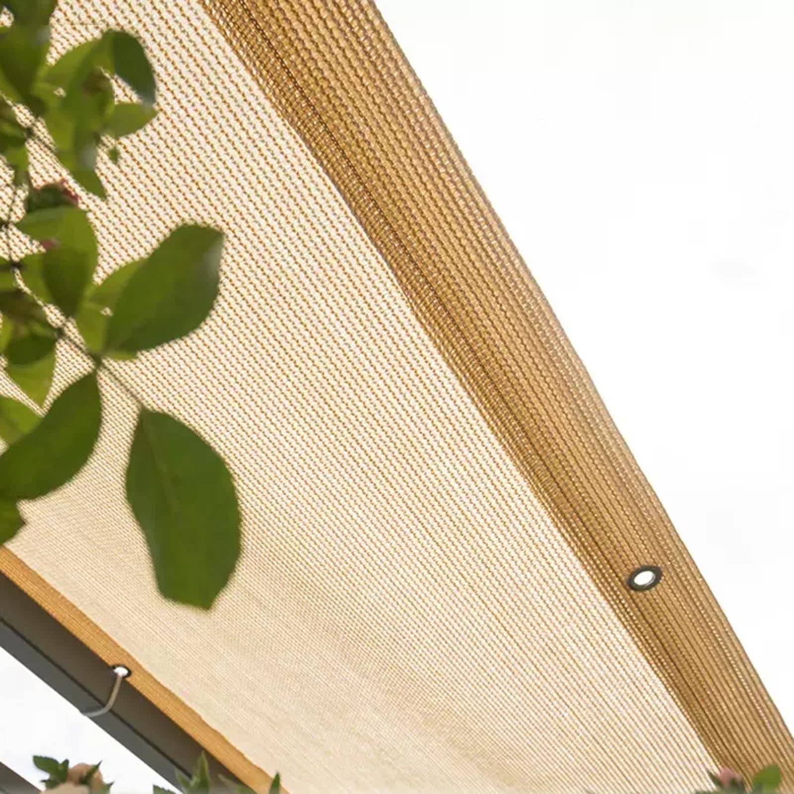 Vela ombreggiante beige 2,5x2,5 m, tessuto a rete con occhielli per giardino, pergolato, serra e piante, protezione UV al 90%.