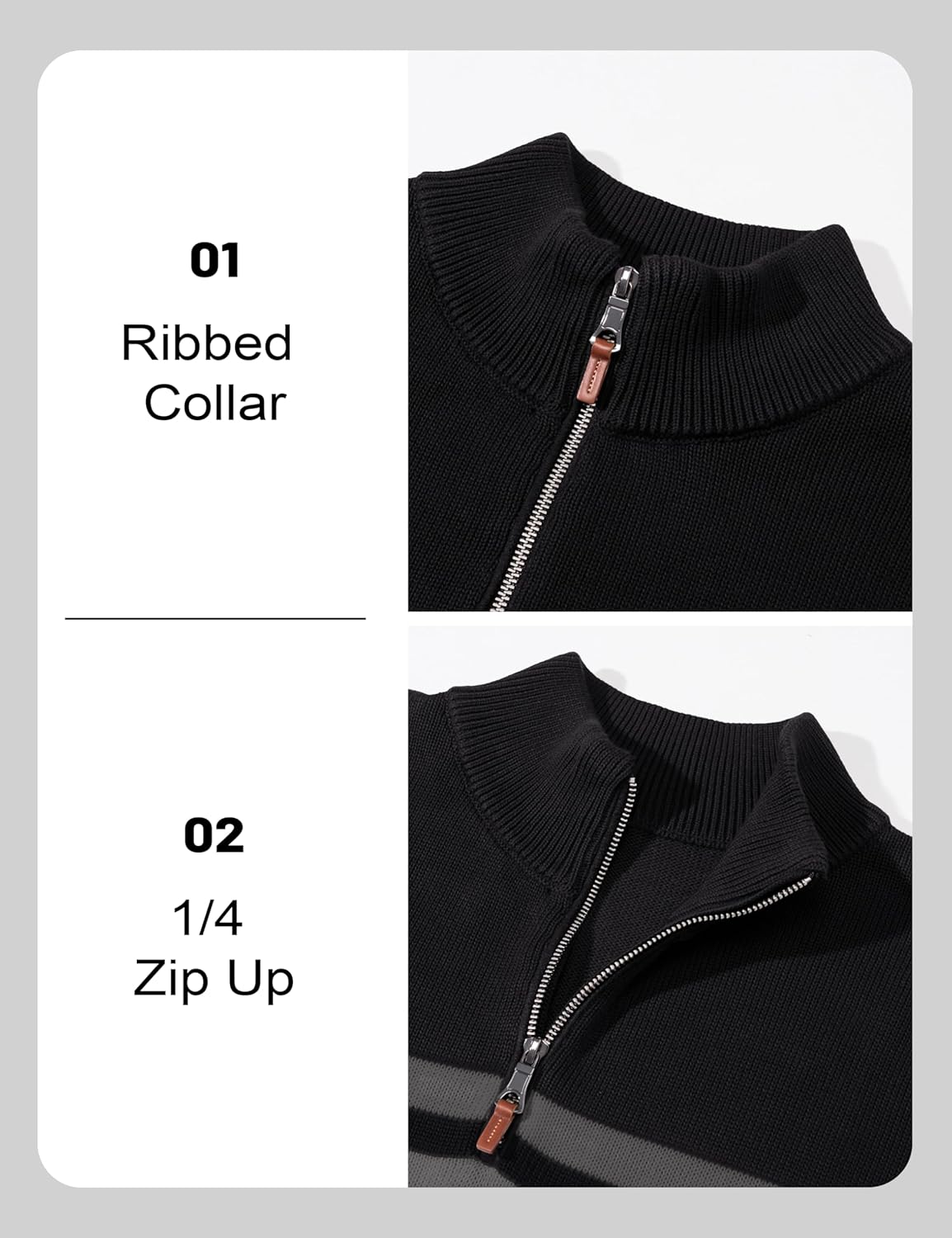 MAGCOMSEN Men's Sweaters 1/4 Zip Cotton Sweater Pullover Polo Sweaters Striped Fall Winter Warm Sweatshirts - Image 5