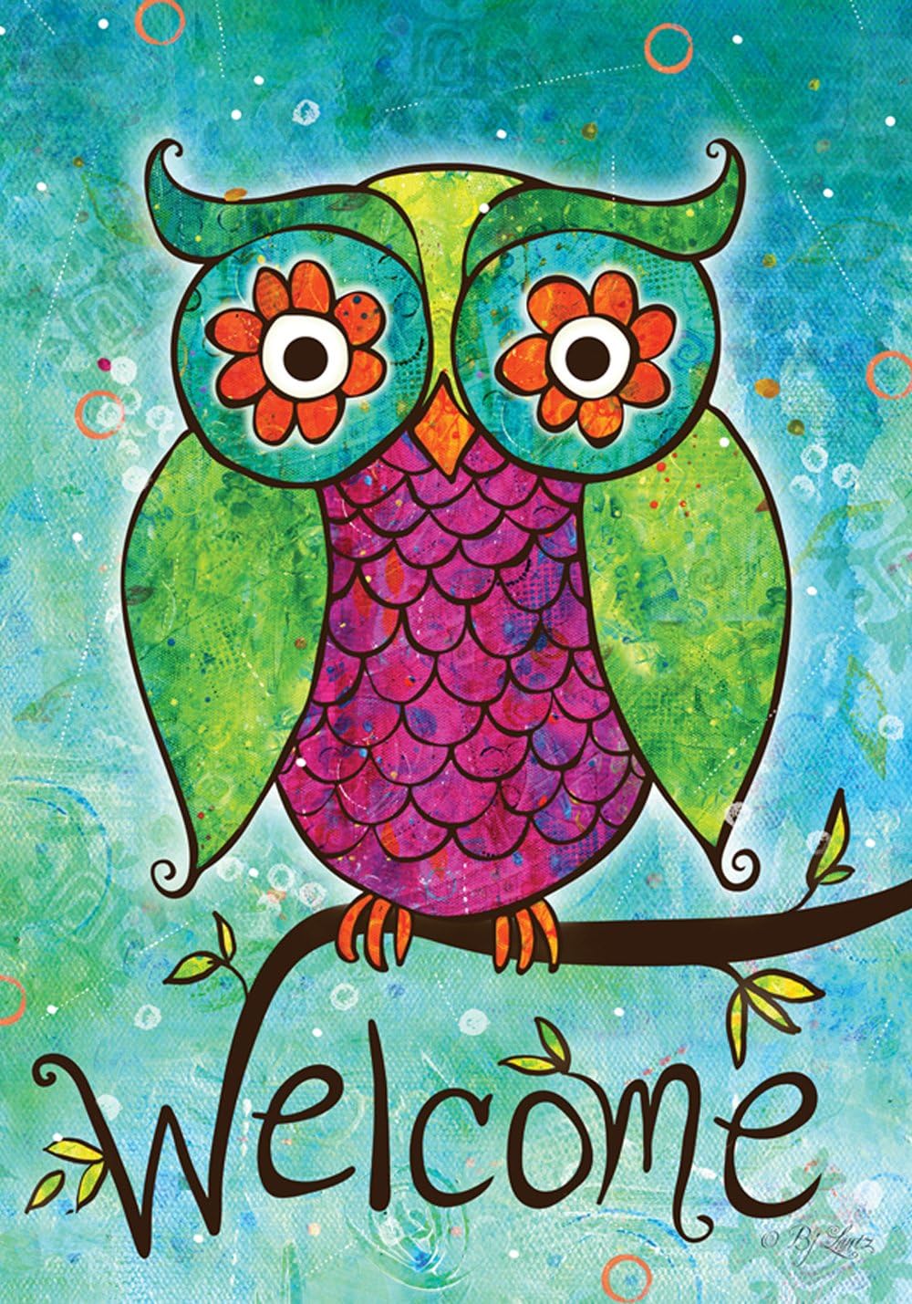 Toland Home Garden 119432 Rainbow Owl Welcome Flag 12x18 Inch Double Sided Welcome Garden Flag for Outdoor House Bird Flag Yard Decoration