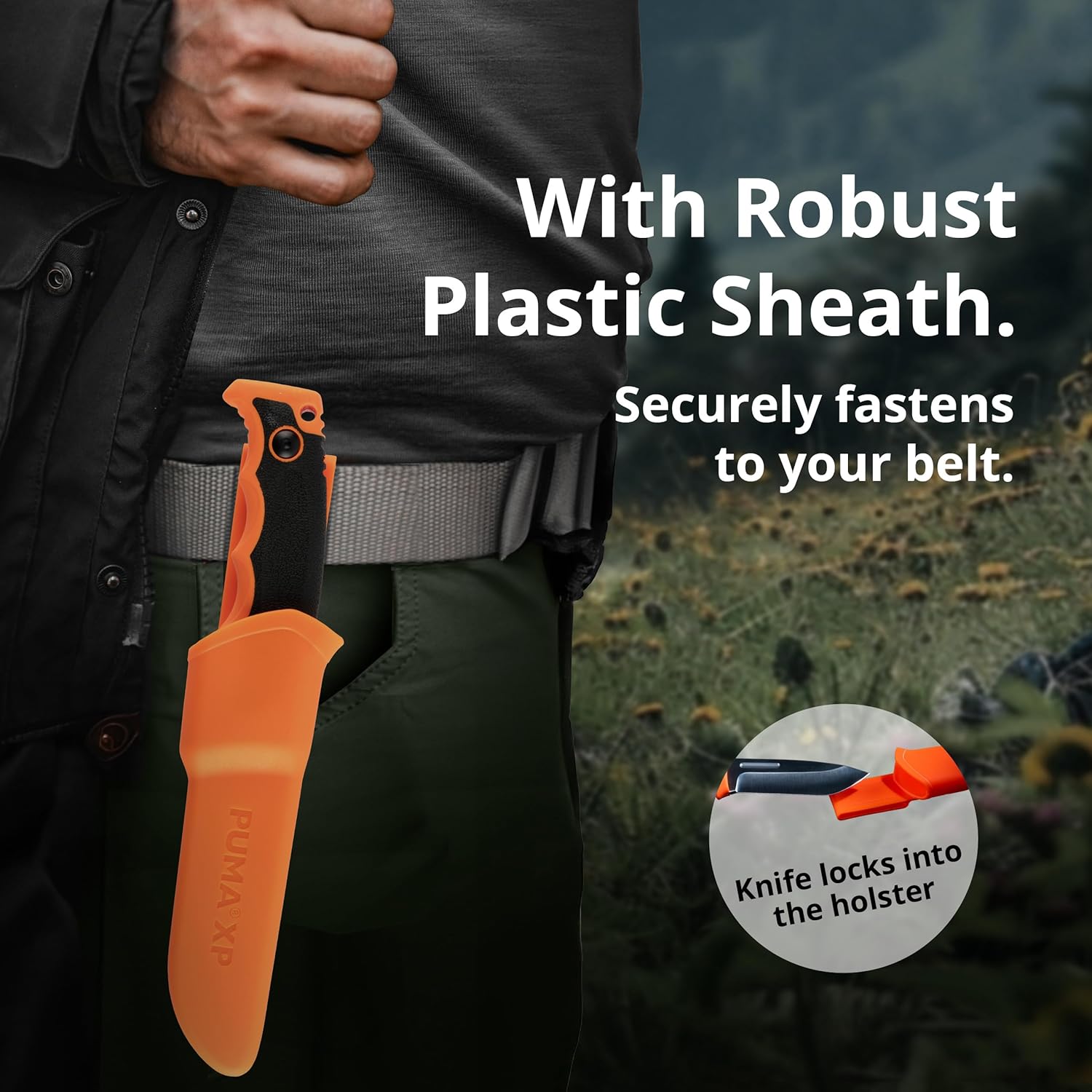 Orange Forever Survival Knife with Nylon Sheath and Firestriker