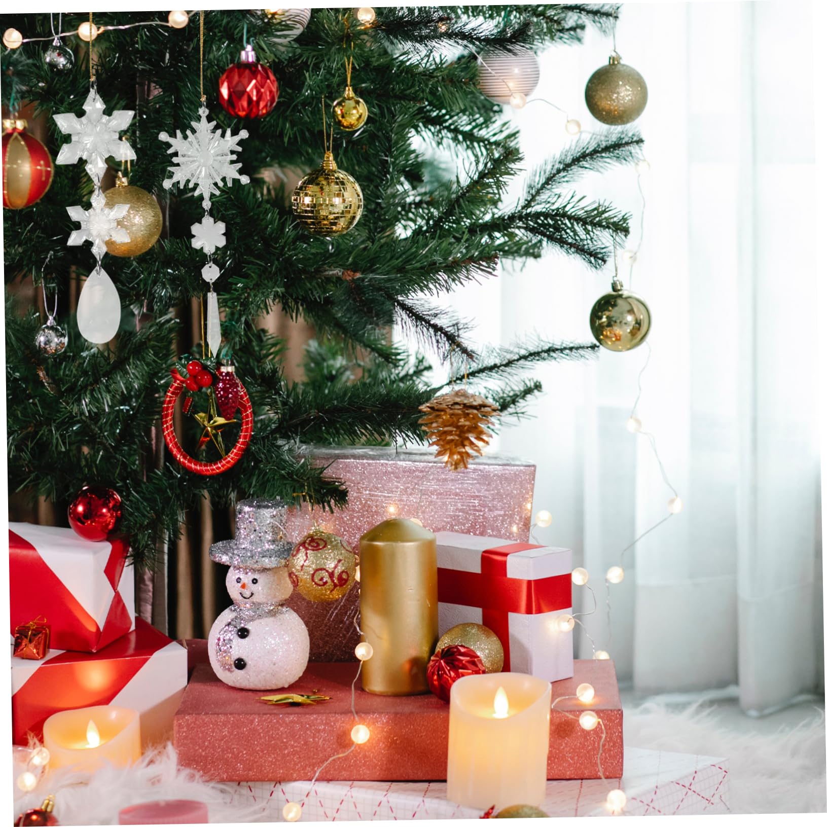 Cabilock 2 Sätze Acryl Transparent Schneeflocke Anhänger Kombi Set Christbaumschmuck Anhänger Weihnachtsdeko Outdoor Schneespray Für Christbaum Weihnachtskugel 18 Stück * 2