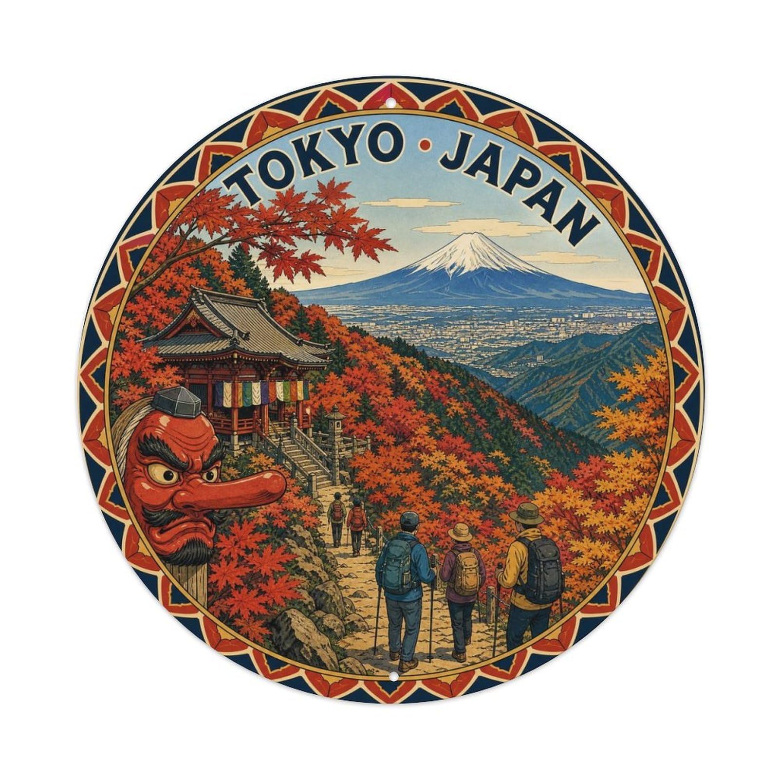 Olhnbad Style Tokyo Mount Takao Autumn Japan Japanese Heritage Metal Tin Sign