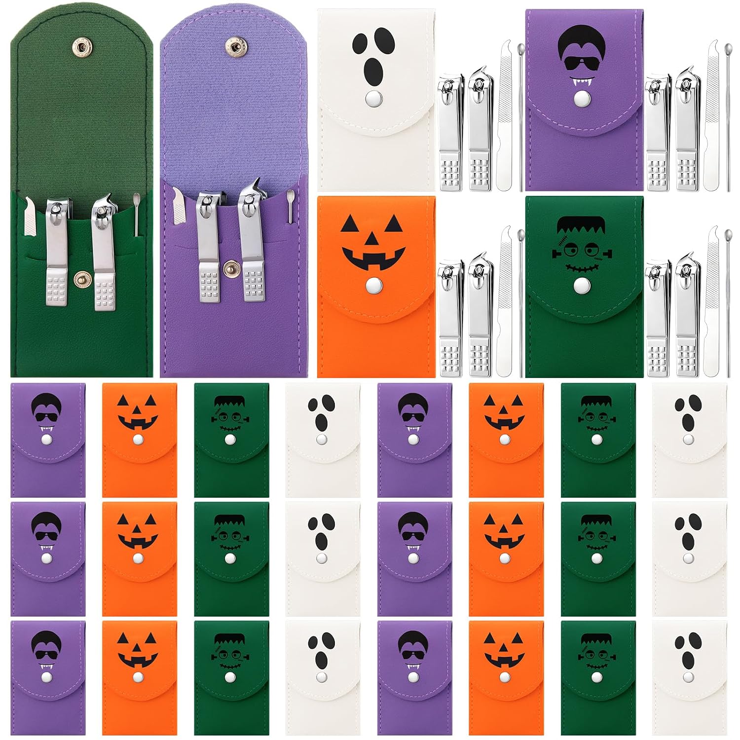 24 Set Manicure Set Gift Bulk Mini Nail Clippers Kit, Halloween