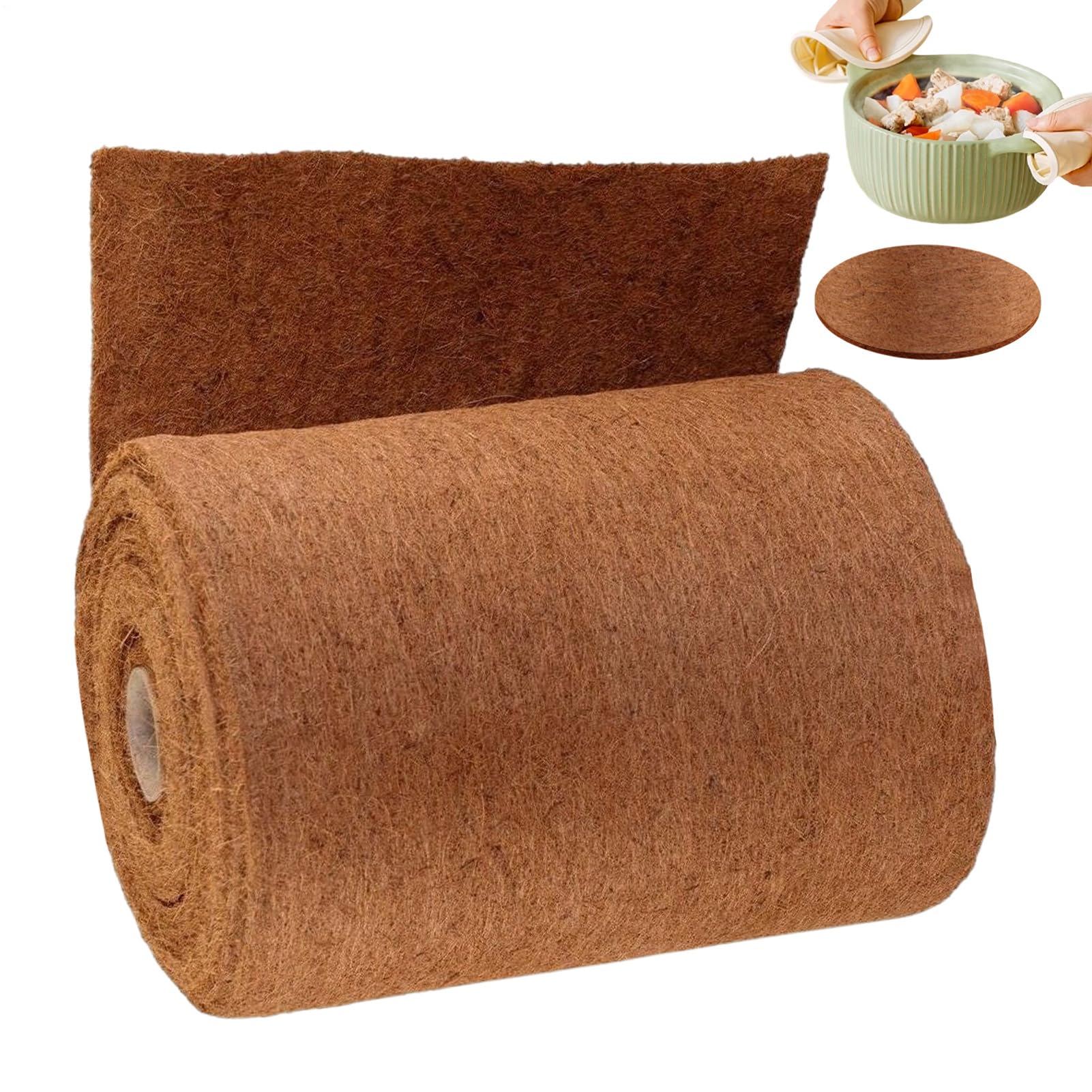 Rollo de forro de coco, 50 x 200 cm, rollo de fibra de coco natural para macetas, tapete de fibra antideslizante para macetas, cestas, decoraciones de jardín