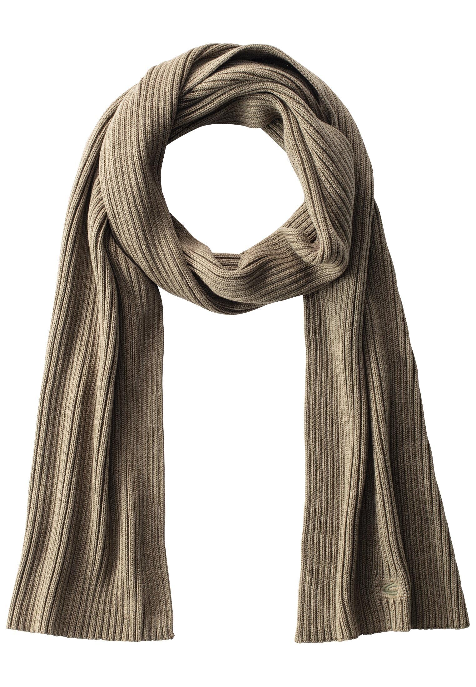 camel active Men's Knitted Scarf Made of Organic Cotton, olive, One Size