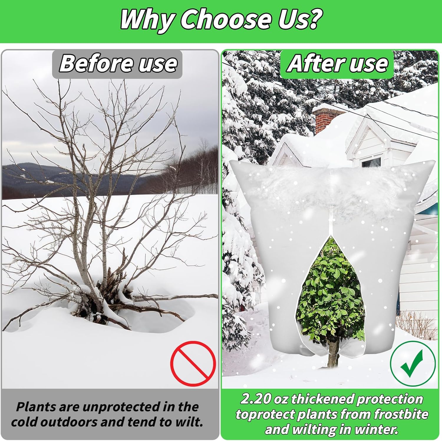 4PCS Large Plant Covers Freeze Protection 2.2oz Reusable Winter Frost Cloth Plant Protection Jacket Cover Bags Frost Blankets, for Shrub Trees Outdoor Plants Fruit Tree Potted, 75"W x 90"H