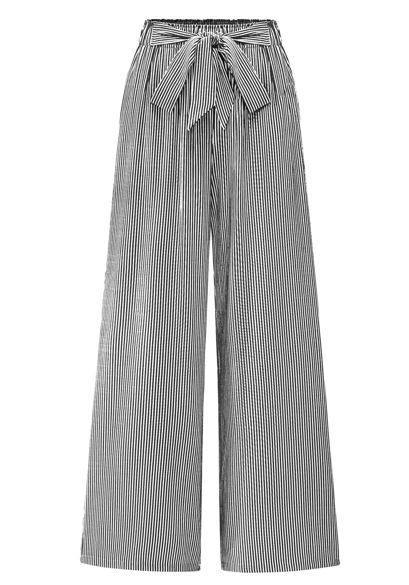 BTFBM Pants for Women 2026 Spring Clothes Striped High Waist Tie Knot Dressy Casual Wide Leg Palazzo Work Trousers Pants