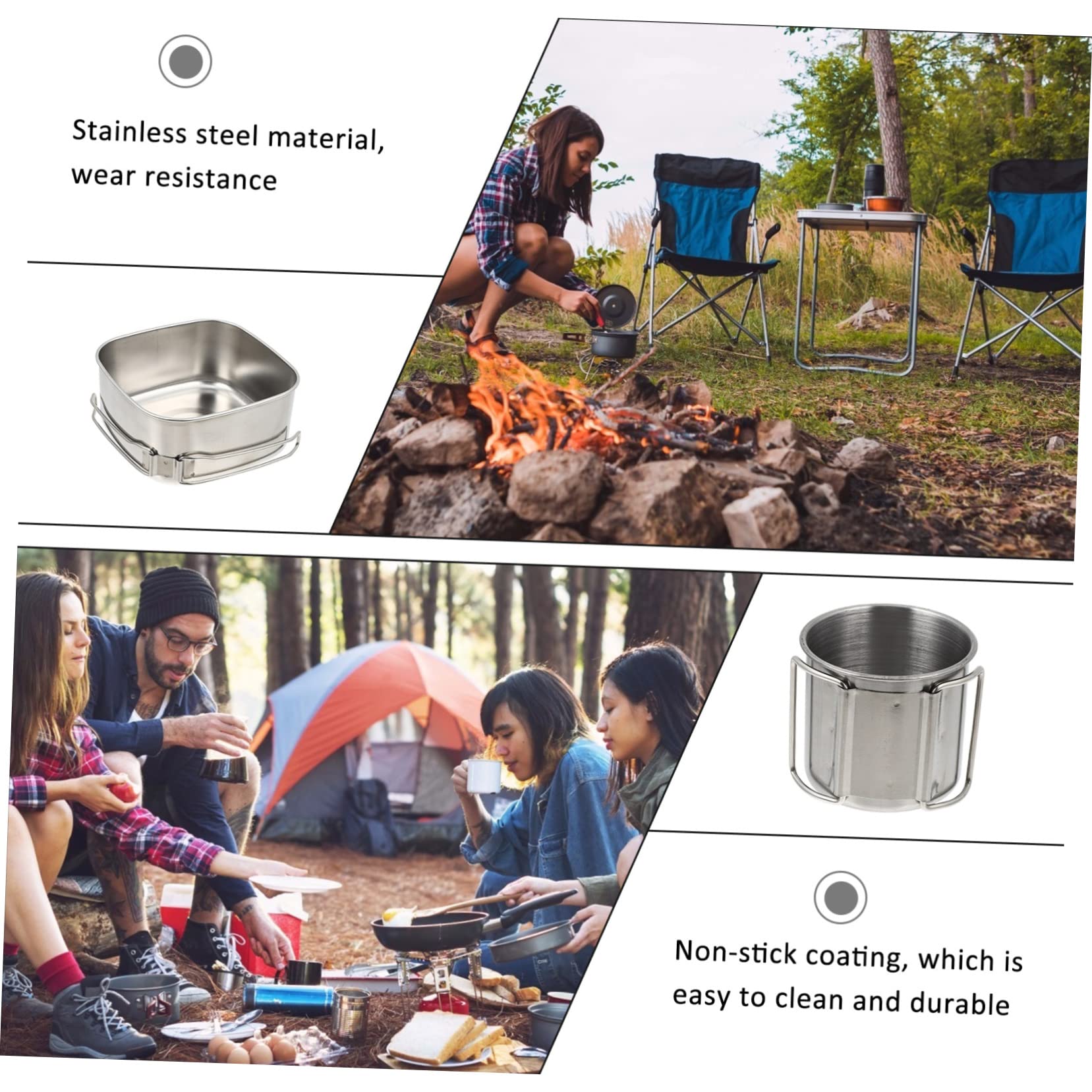 BESTonZON Vaisselle De Camping en Plein Air Ustensiles De Cuisine Poêle De Plein Air Portable Cuisson Kit De Cuisine De Camping Cuisinière De Camping Petit Acier Inoxydable