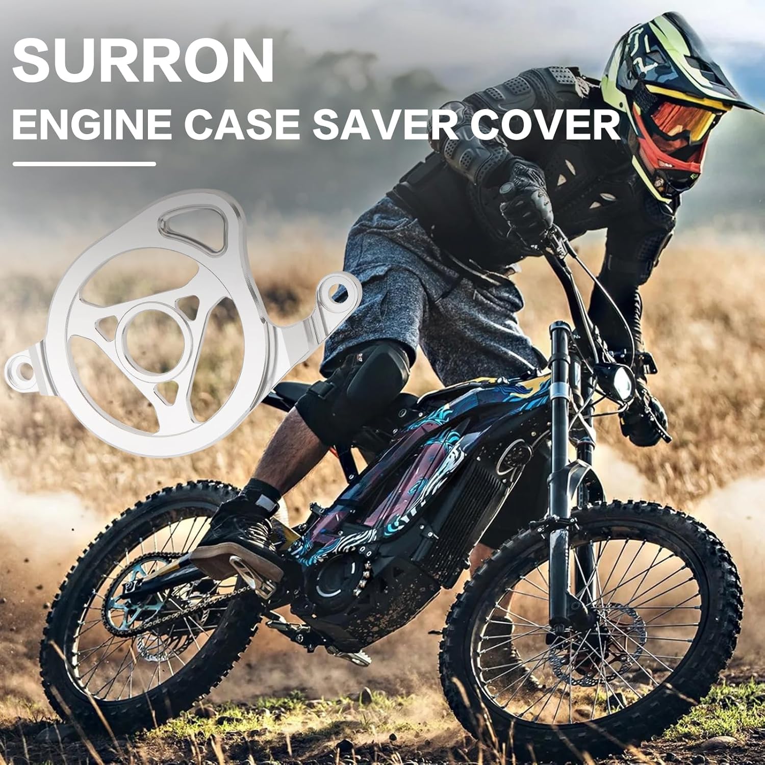 Motor Cover Fit for Surron Light Bee X/S/L1E, Segway X160 X260 Electric Dirt Bike – CNC Aluminum Alloy Pulley Guard Protector, Engine Case Saver Cover-Silver