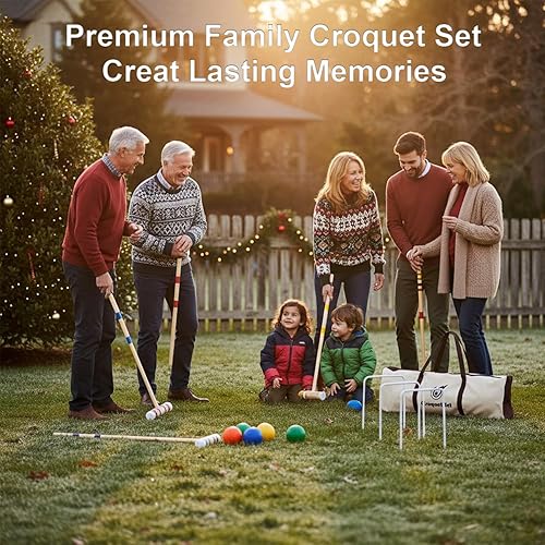Miniatura 2 de Juego de croquet para adultos de 28 pulgadas con mazos de madera, bolas de colores, bolsa de transporte resistente para adultos y niños, perfecto