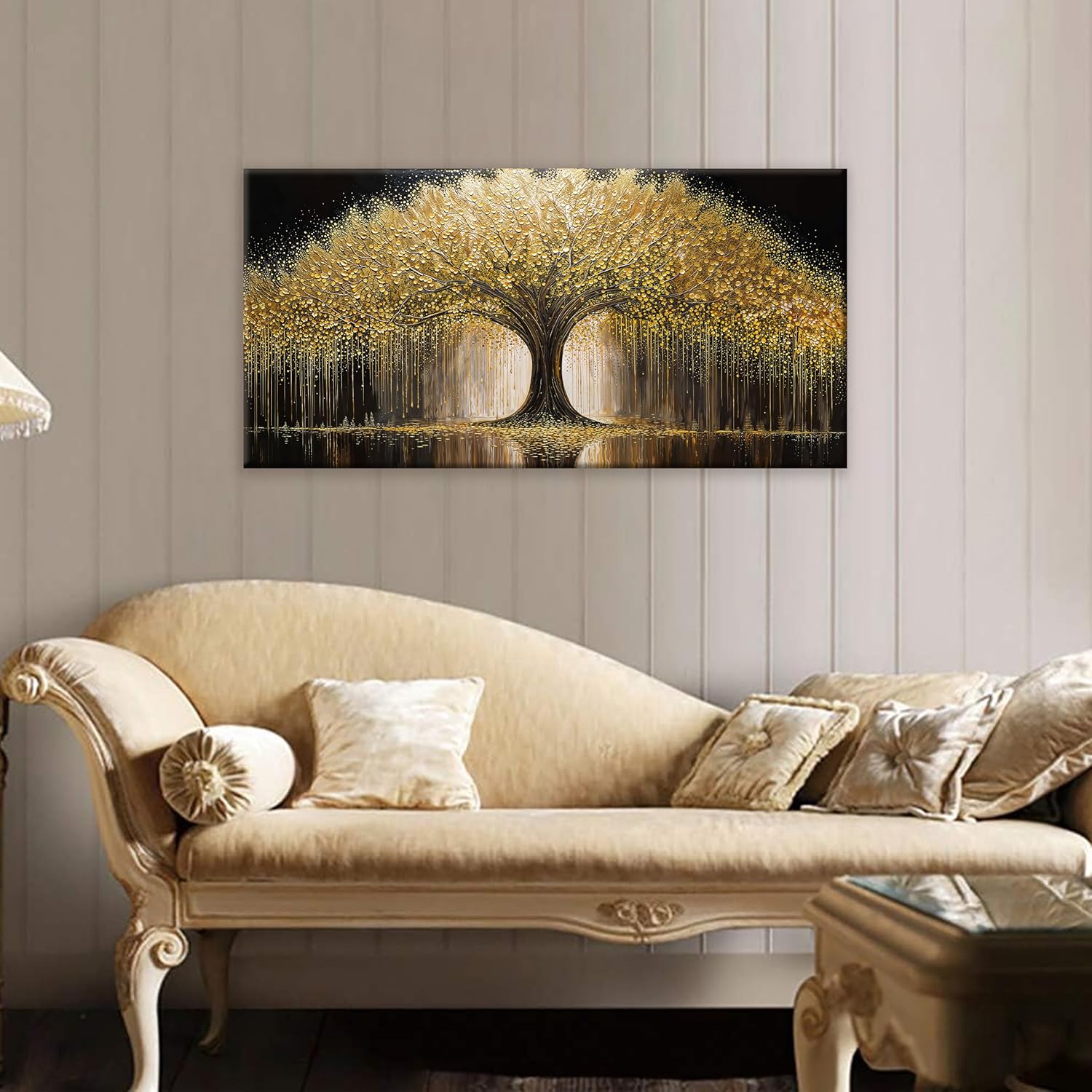 Golden Tree Of Life Wall Art Decor Modern Art Wall Decor Ready To Hang Artwork Canvas Wall Art For Bedroom Living Room Bathroom Office Kitchen Canvas Prints 20x40 Inch - Image 5