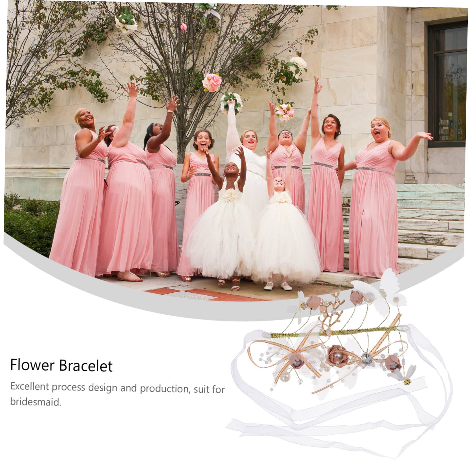 6pezzi Bracciali Floreali Da Sposa Con Perle e Cristalli Decorazioni Per Cerimonie e Feste Adatti Sposa e Damigelle