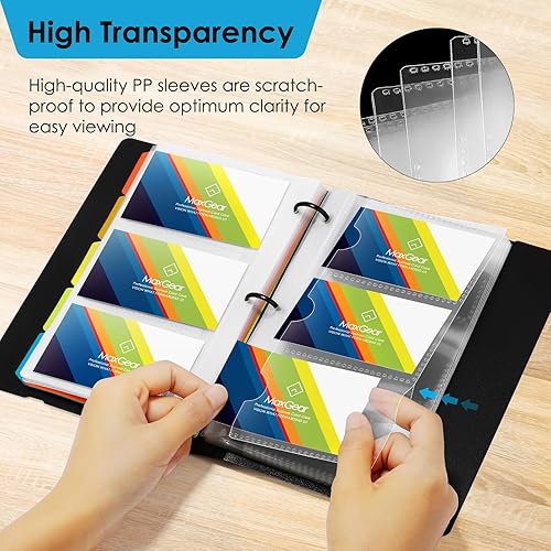 Miniatura 6 de Sujetador de tarjetas profesional y de negocios MaxGear de acero inoxidable mantiene las tarjetas en perfectas condiciones color NS