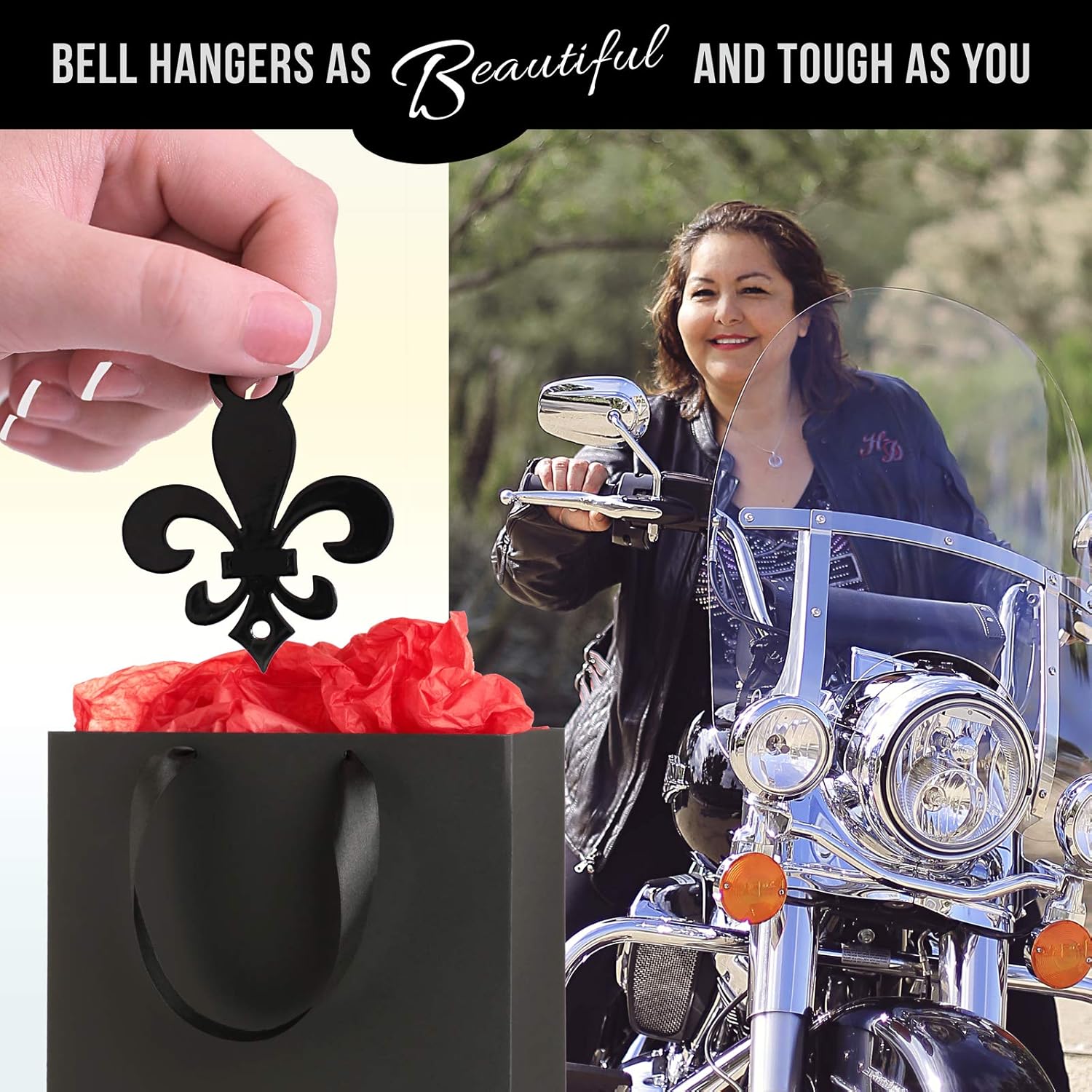 Sparkle Rider Motorcycle Bell Hanger Mount Fleur-de-lis Accessory Bracket to Attach Gremlin, Guardian, Harley Ride Bells : Automotive