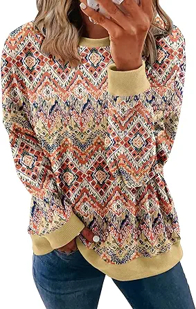 KISSMODA Women's Casual Long Sleeve Sweatshirt Color Block/Solid Crewneck Corduroy Pullover Cute Tops