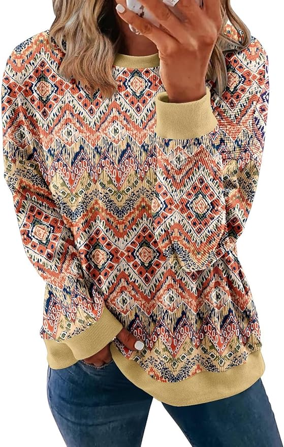 KISSMODA Women's Casual Long Sleeve Sweatshirt Color Block/Solid Crewneck Corduroy Pullover Cute Tops